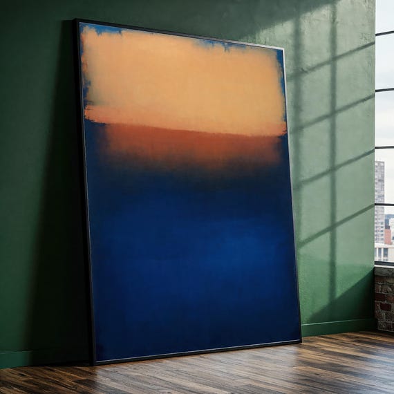 Mark Rothko No10 Canvas Painting Blue And Beige Abstract Wall Art Ready To Hang Gift For Elegant Modern Or Minimalist Interiors