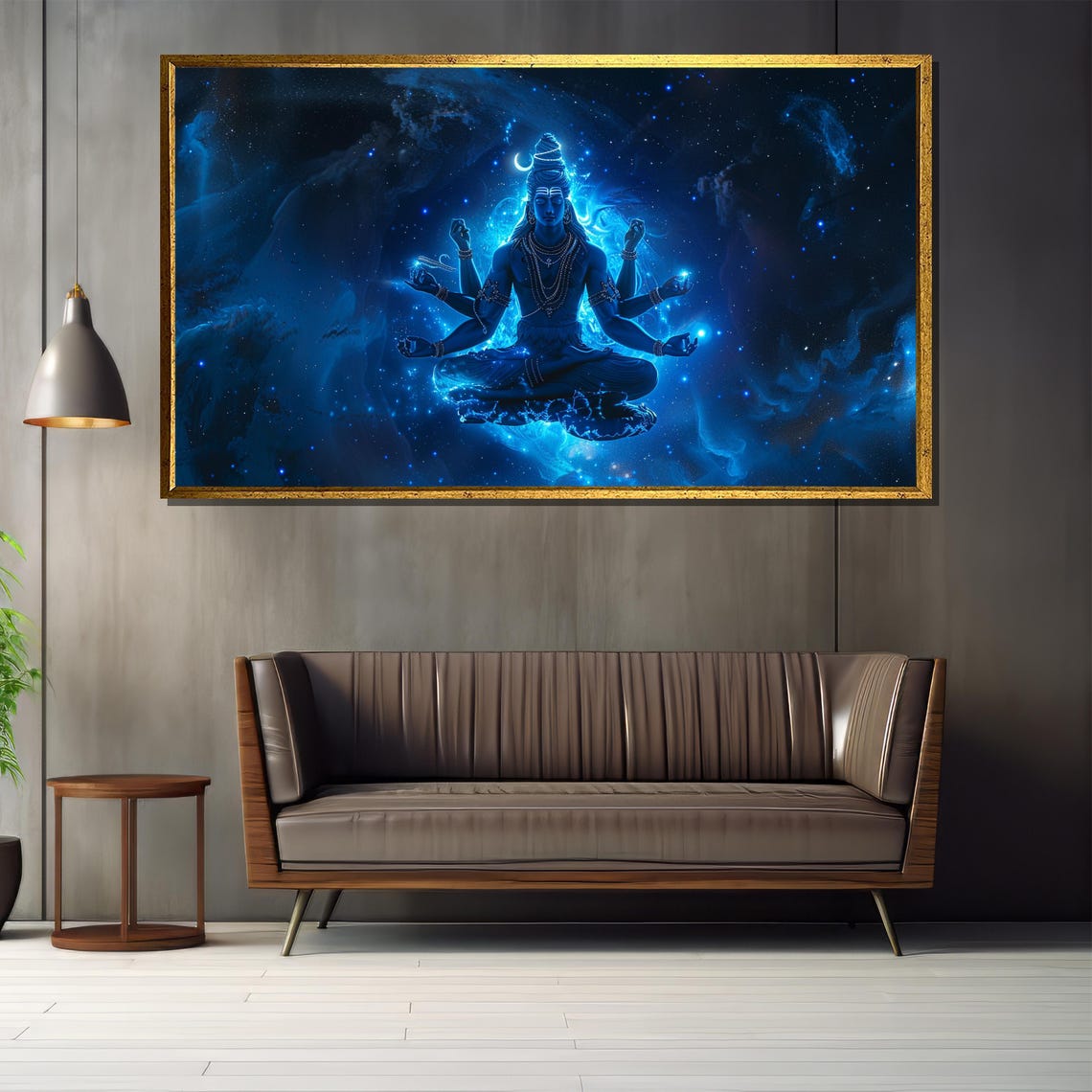Lord Shiva Cosmic Blue Multi Armed Deity Meditation Galaxy Poster - Image 2
