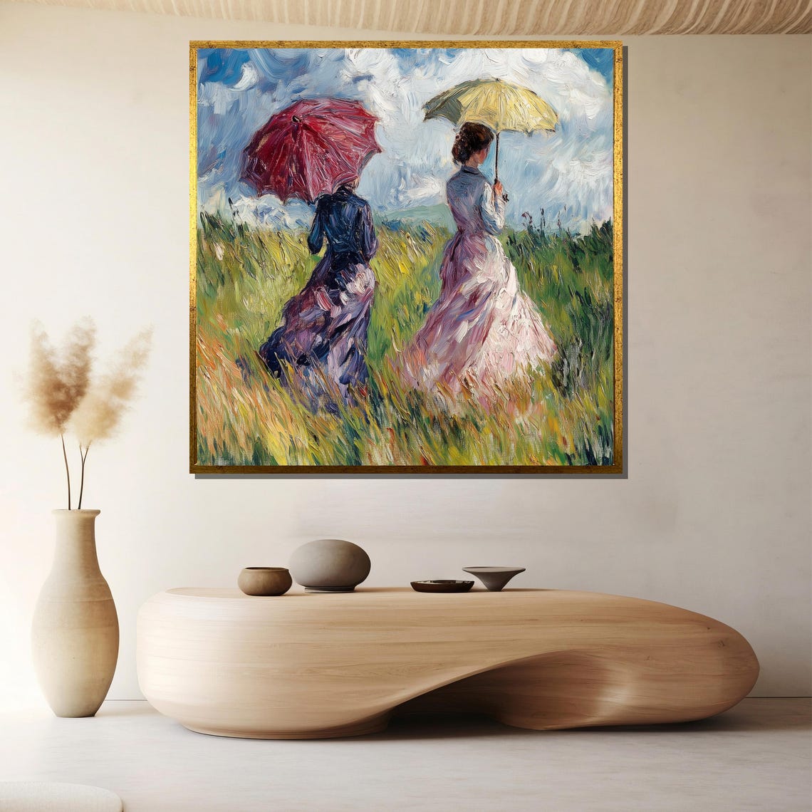 Two Women With Parasols Spring Meadow Impressionist Floral Poster