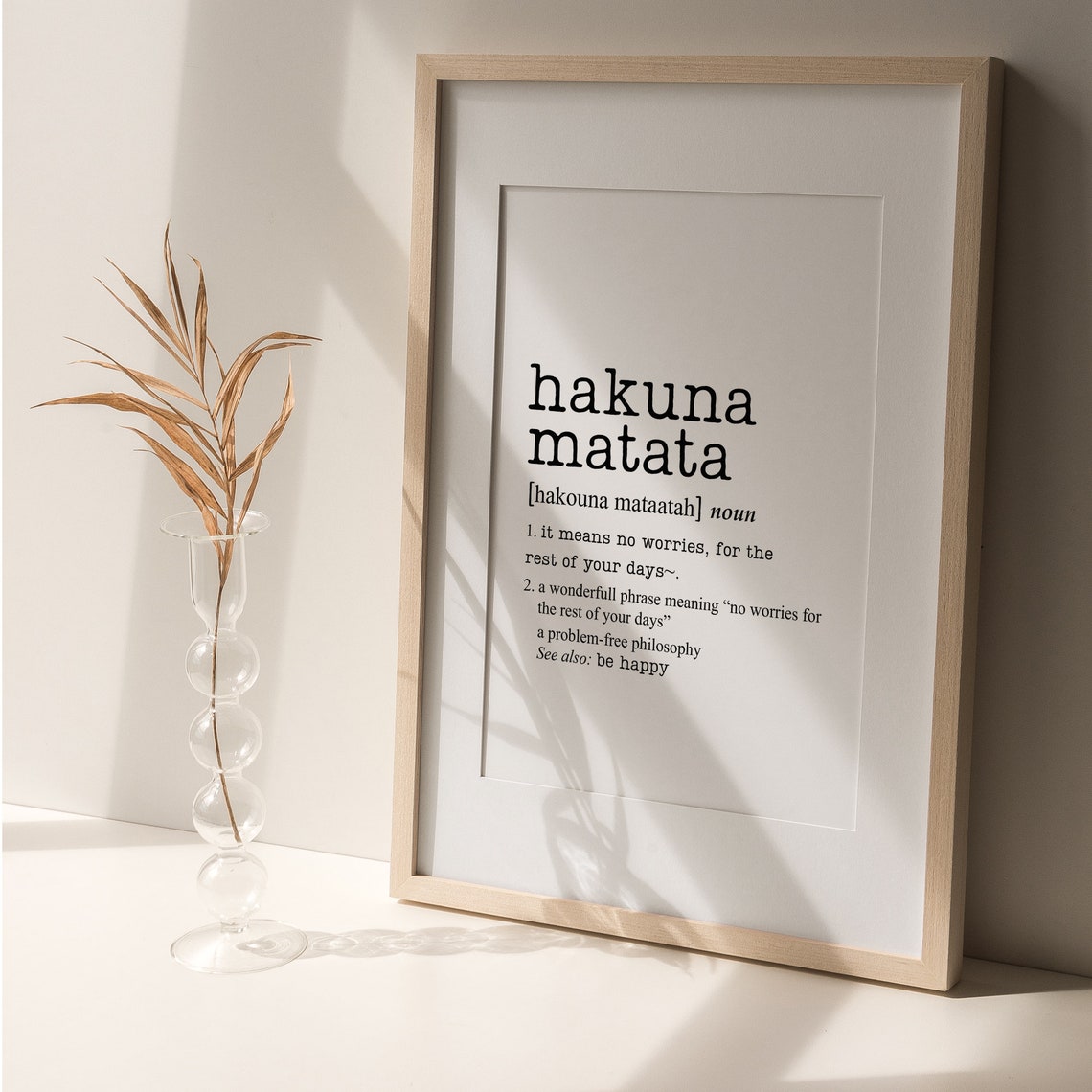 Hakuna Matata Definition Dictionary Meaning No Worries Quote Poster - Image 6