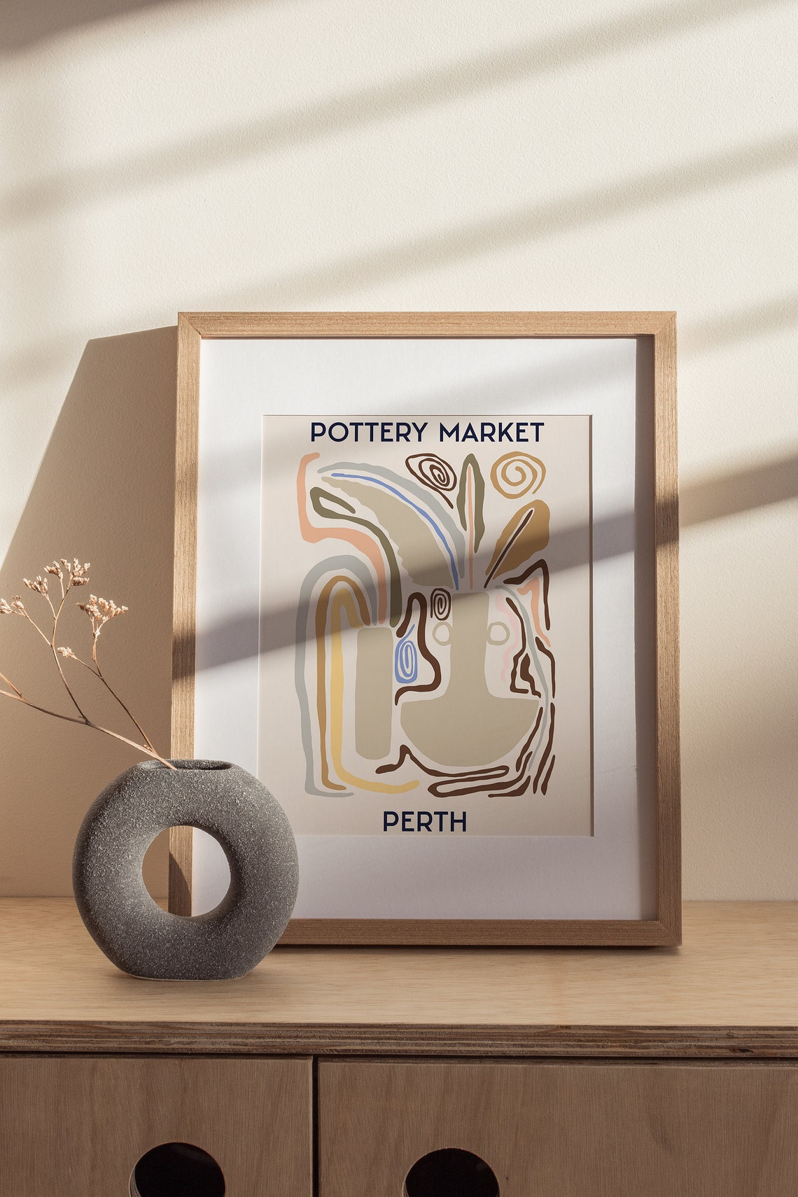 Pottery Market Perth Abstract Boho Ceramic Vase Decorative Poster - Image 2