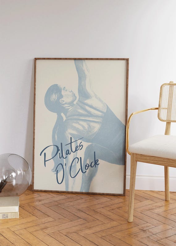 Pilates Oclock Poster Funny Wall Art Studio Decor Gift For Lover Girly Print Fitness