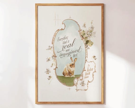 Velveteen Rabbit Print Farmhouse Wall Art Vintage Apartment Decor Retro Self Love Preppy Gift For Book Lover