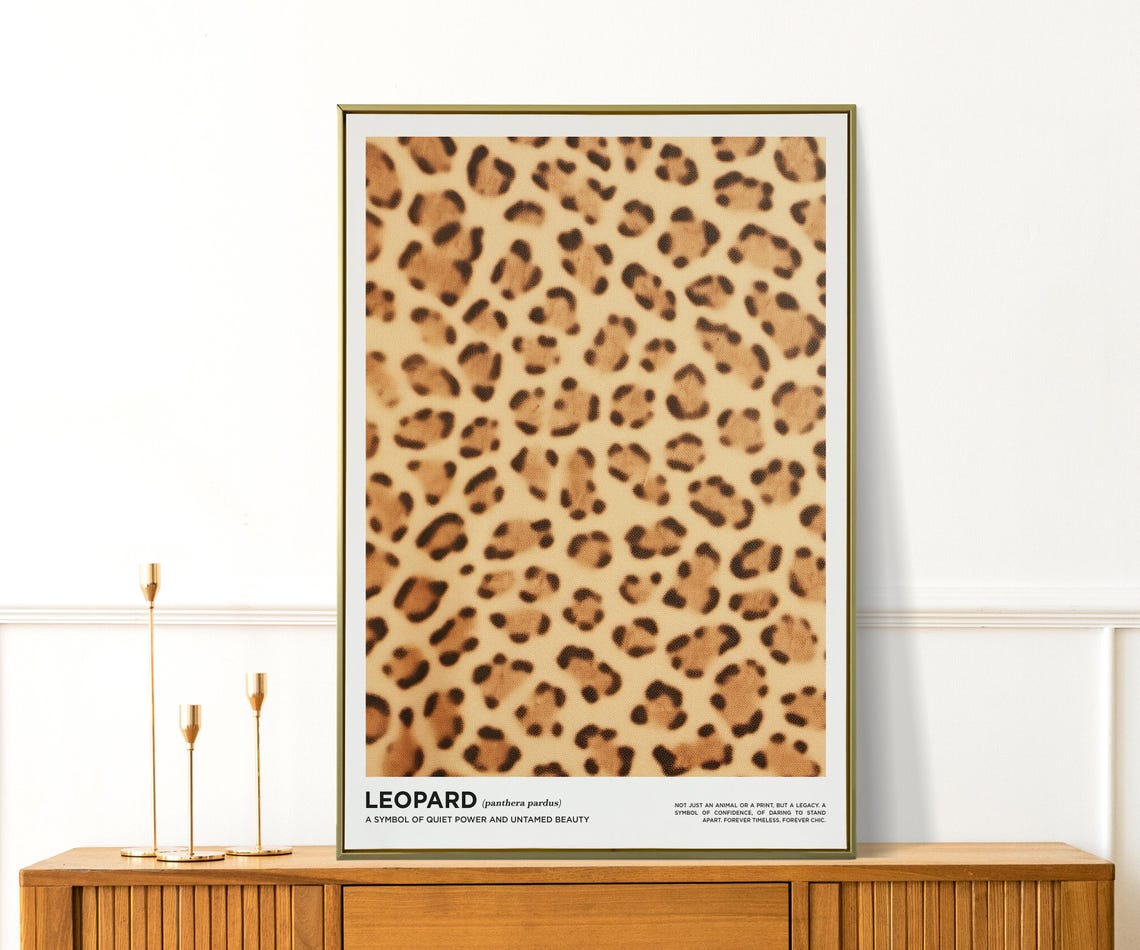 Leopard Print Cheetah Pattern Animal Wall Art Brown Retro Modern Preppy Decor For Bedroom Or Apartment Perfect Maximalist Gift