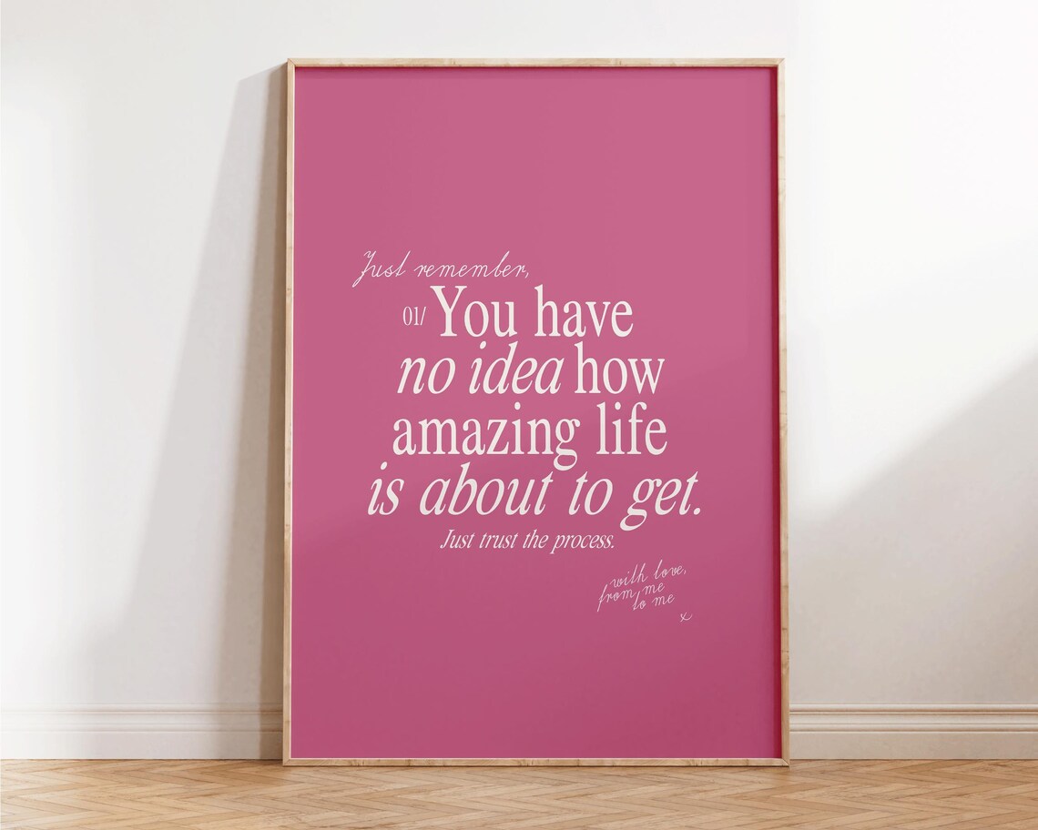 Trust the Process Pink Motivational Quote Affirmation Poster