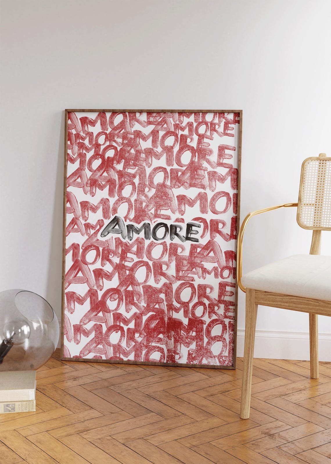 Amore Red Graffiti Typography Love Note Street Art Style Poster