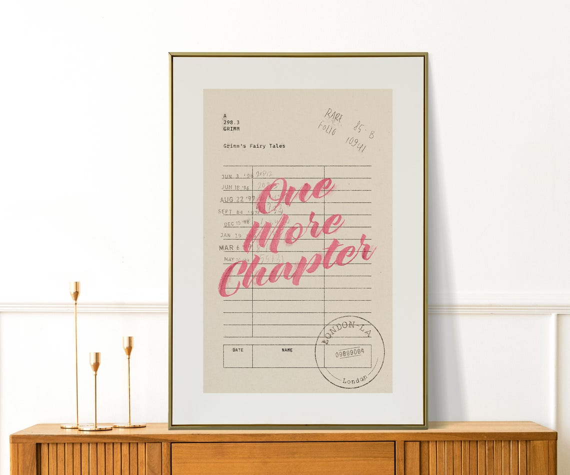 One More Chapter Vintage Library Card Grimm Book Lover Poster