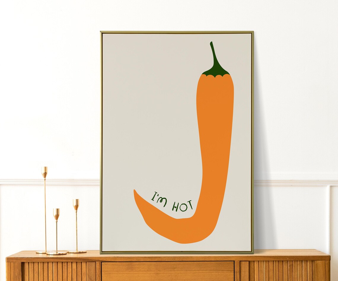 I'm Hot Chili Pepper Bold Minimalist Funny Kitchen Food Poster