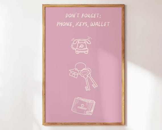 Dont Forget Keys Wallet Phone Trendy Entryway Wall Art Vintageinspired Decor Funny Living Room Print Unique Gift For Friends