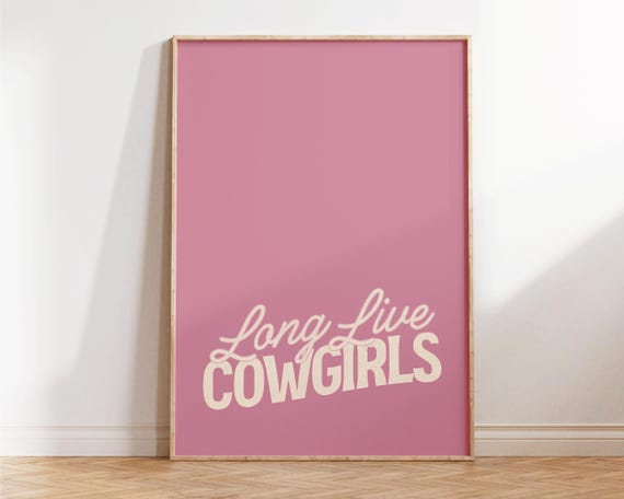 Long Live Cowgirls Southwestern Print Western Home Decor Girly Wall Art Retro Bar Cart Cowboy Neutral
