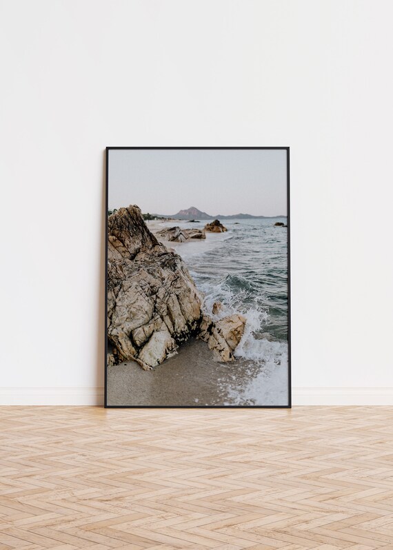 Rocky Ocean Shore Waves Photography Coastal Nature Wall Poster