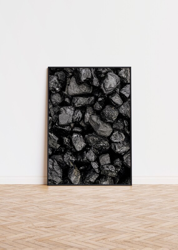 Black Charcoal Rocks Texture Moody Dark Abstract Fine Art Photo Poster