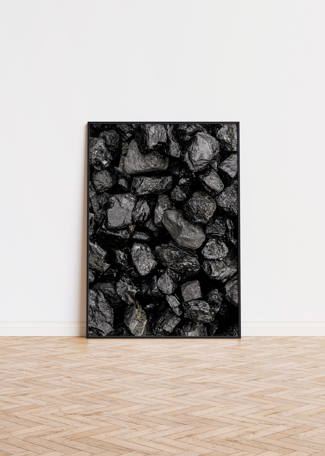 Black Charcoal Rocks Texture Moody Dark Abstract Fine Art Photo Poster