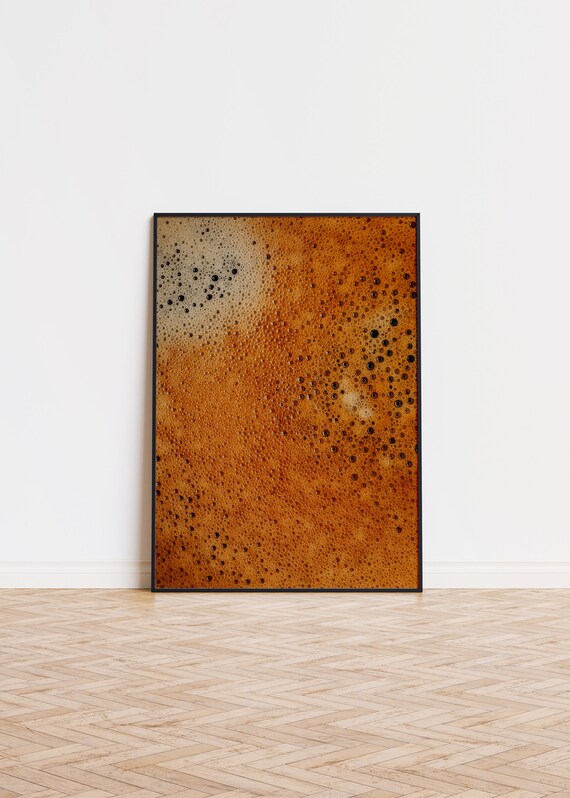 Coffee Crema Foam Bubbles Macro Golden Brown Photo Art Poster