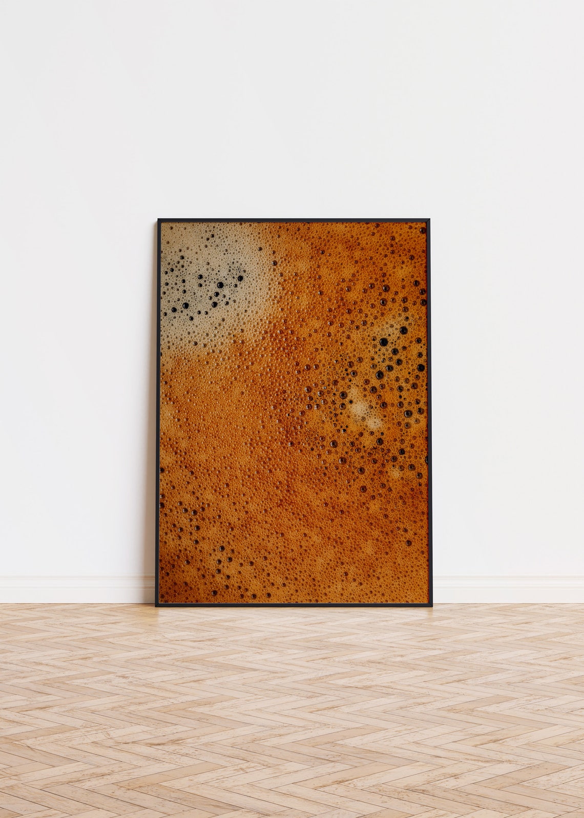 Coffee Crema Foam Bubbles Macro Golden Brown Photo Art Poster