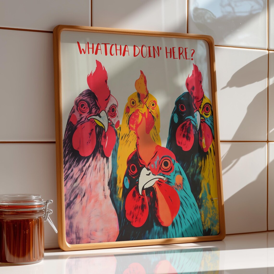 Funny Chicken Wall Art, Modern Pop Print