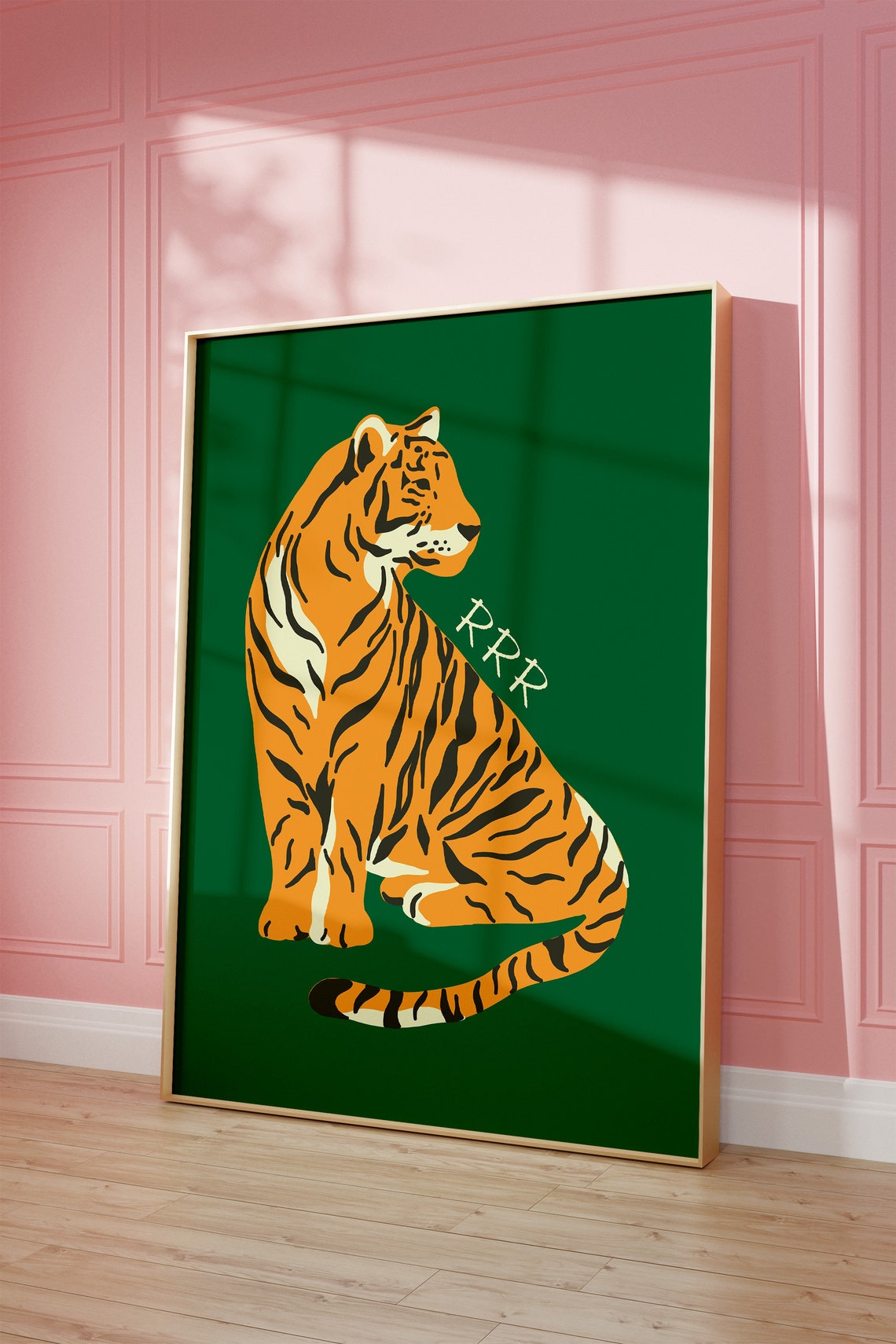 Green Orange Tiger Poster Print Cheetah Wall Art Trendy Wall Art Preppy Room Decor Maximalist Decor Boho Wall Art Boho Deco - Image 3