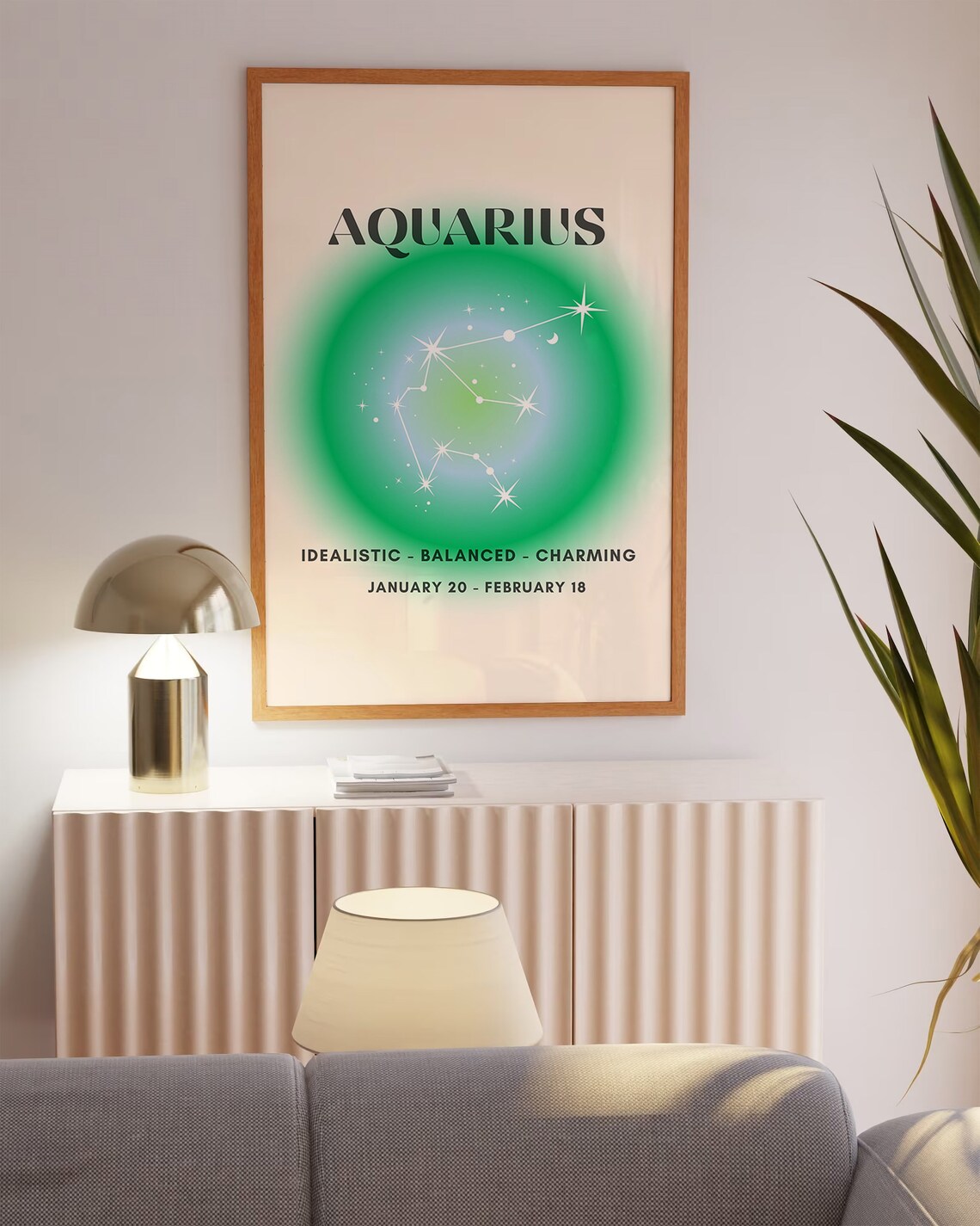 Aquarius Zodiac Constellation Green Aura Star Sign Astrology Poster - Image 3