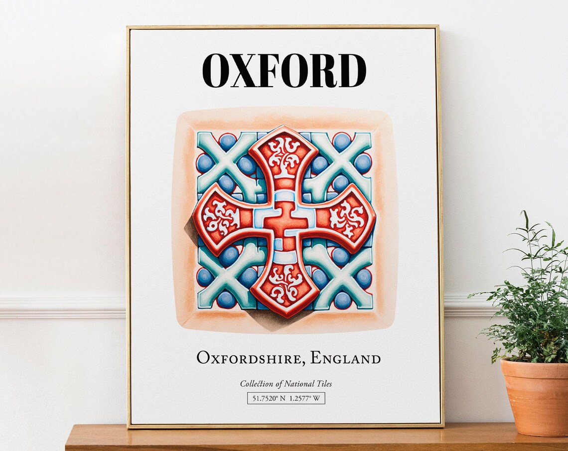 Oxford Tile Pattern Art Print, Academic Style
