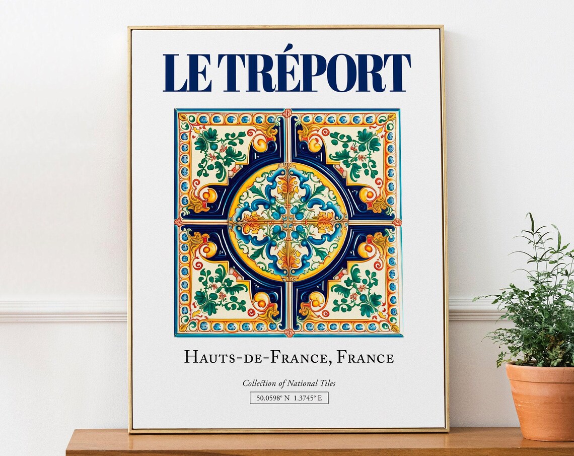 Le Trport Hauts-de-France France Folk Tile Art Print
