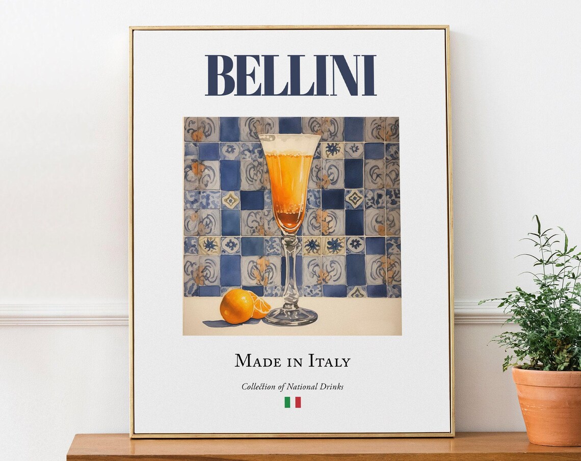 Bellini on Maiolica Tile, Italian Beverage Art Print