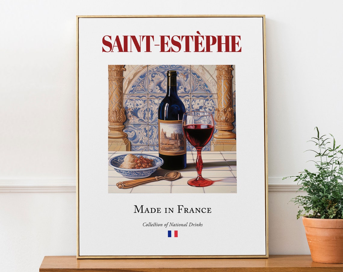 Saint Estphe Wine on Maiolica Tile, Gironde Poster
