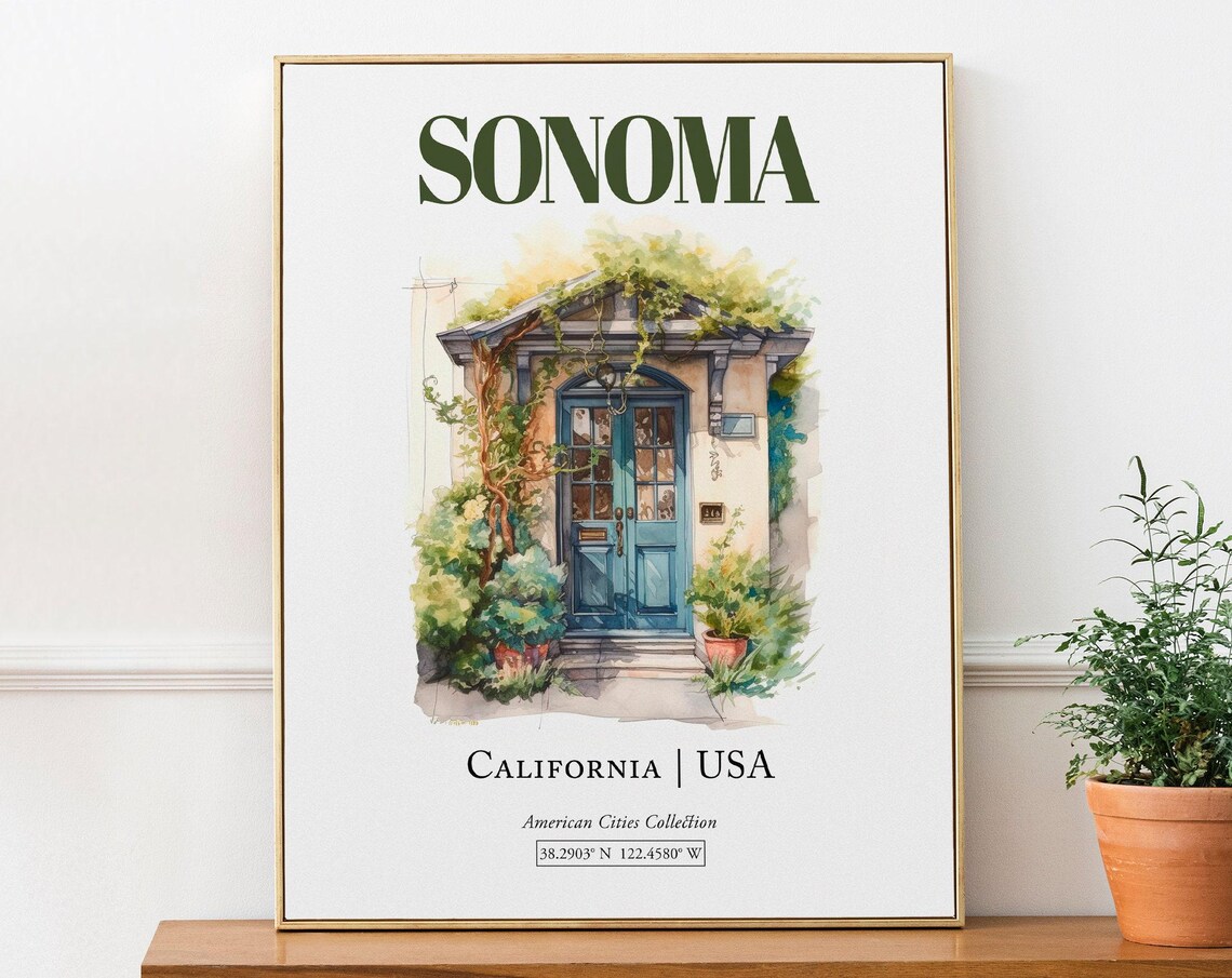 Sonoma USA Minimalist Watercolor Travel Poster
