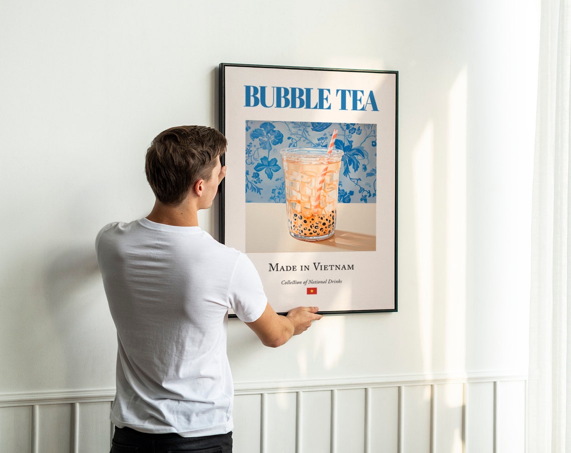 Bubble Tea on Maiolica Tile, Kitchen Bar Poster - Image 3