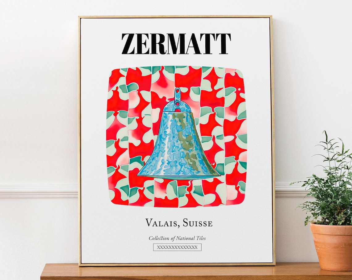 Zermatt Valais Suisse Traditional Tile Pattern Travel Poster