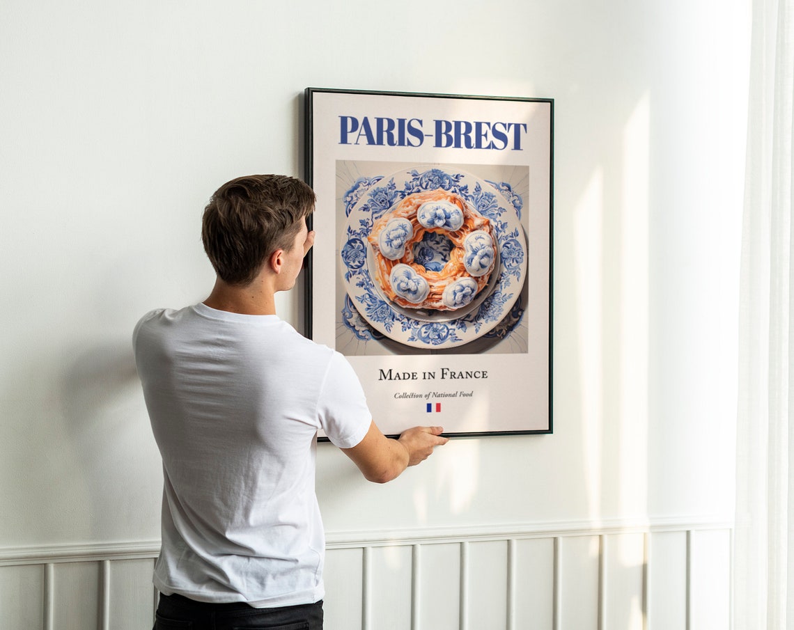 Paris-Brest on Maiolica Tile Plate, French Food Art - Image 3