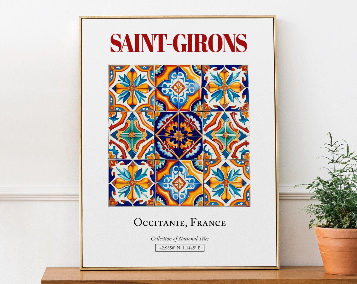 Saint-Girons Occitanie France Traditional Tile Art Print