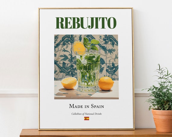 Rebujito On Maiolica Tile, Spanish Beverage Poster