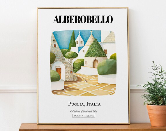 Alberobello Puglia Italy Traditional Tile Pattern Travel Poster
