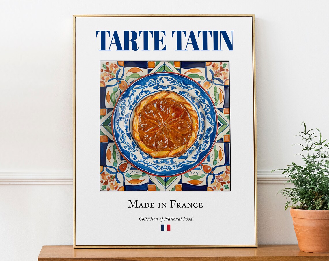 Tarte Tatin on Maiolica Tile Plate, French Food Art Print