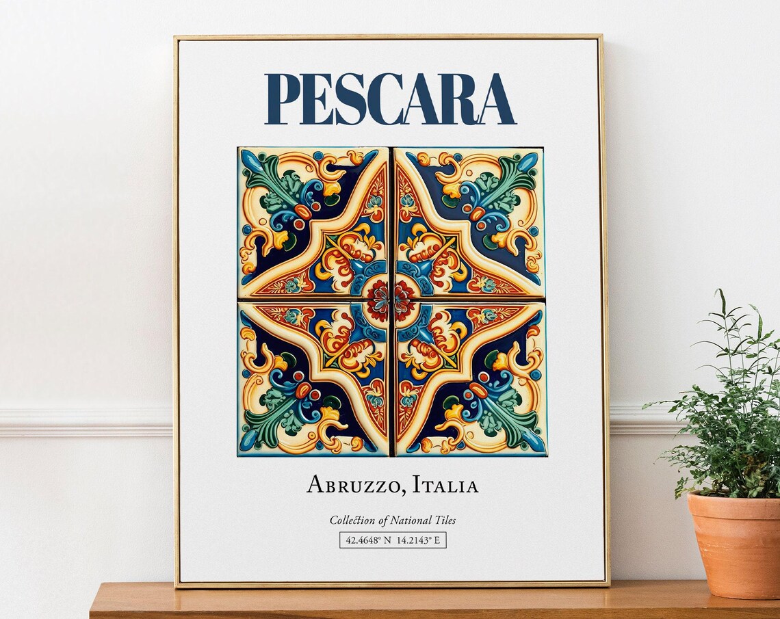 Pescara Abruzzo Italy Maiolica Tile Travel Poster