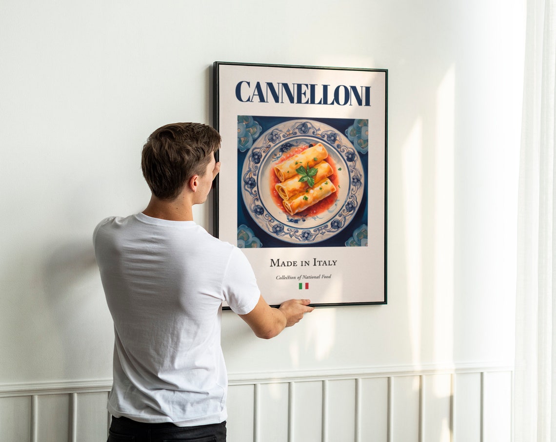 Cannelloni on Maiolica Tile Plate, Italian Food Art Print - Image 3