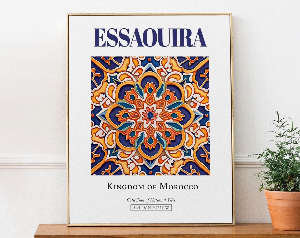 Essaouira Morocco Minimalist Tile Art Print