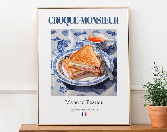 Croque Monsieur on Maiolica Tile Plate Art Print