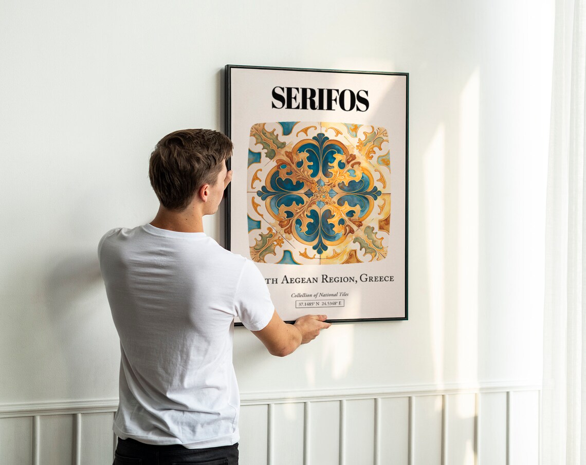 Serifos Tile Pattern Poster, Greek Island Elegance - Image 3