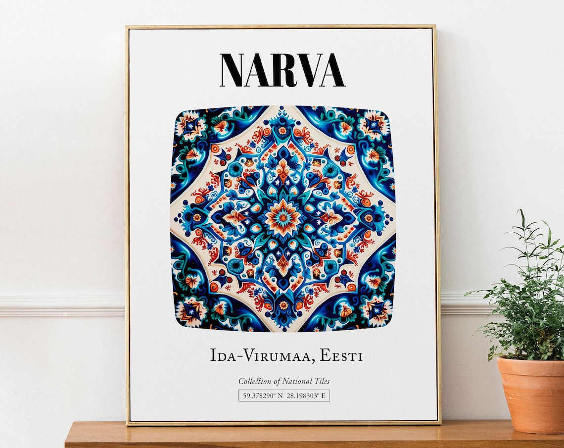 Narva Idavirumaa Eesti Traditional Tile Pattern Poster