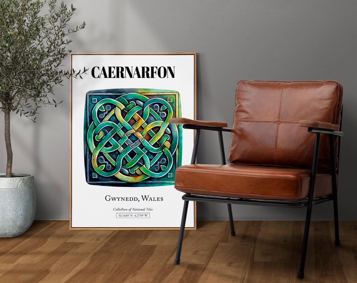 Caernarfon Gwynedd Wales Tile Pattern Travel Poster