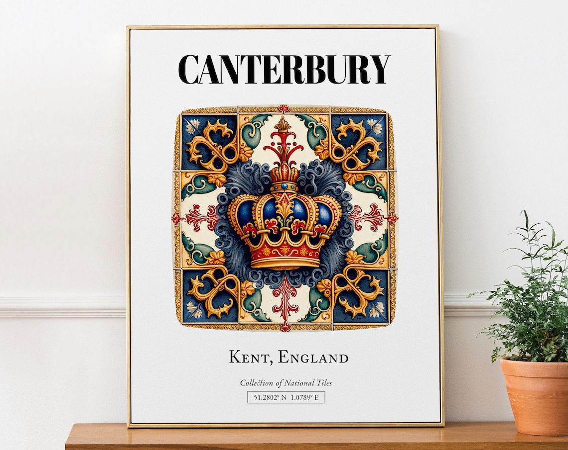 Canterbury Tile Pattern Poster, English Elegance