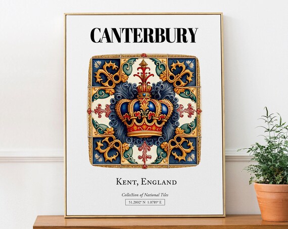 Canterbury Tile Pattern Poster, English Elegance