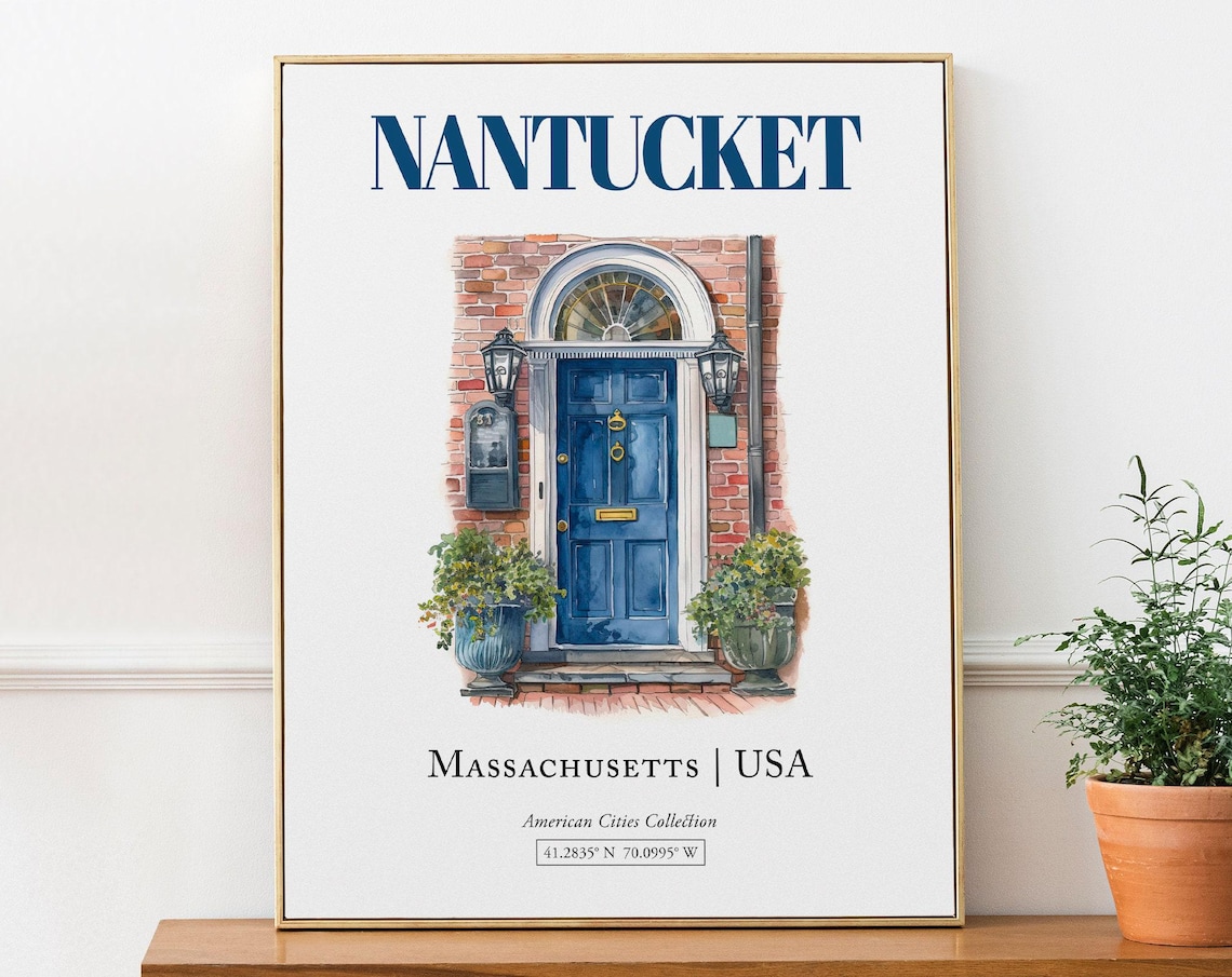 Nantucket Massachusetts USA Minimalist Watercolor Travel Poster