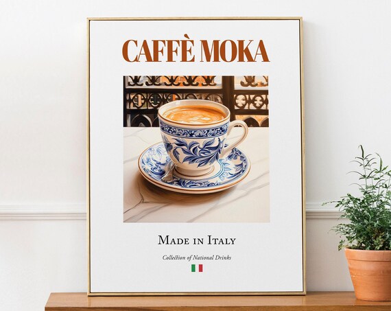 Caff Moka On Maiolica Tile, Italian Beverage Poster