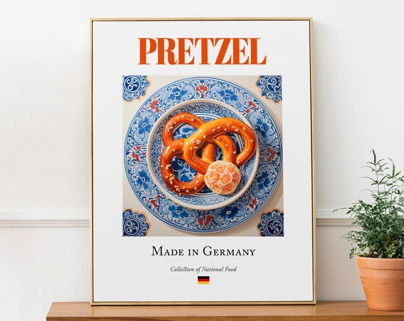 Pretzel on Maiolica Tile Plate Kitchen Art Print