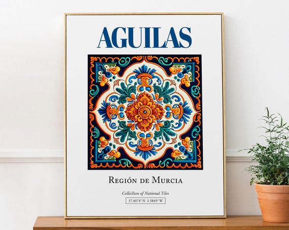 Aguilas, Region De Murcia Spain Folk Tile Poster