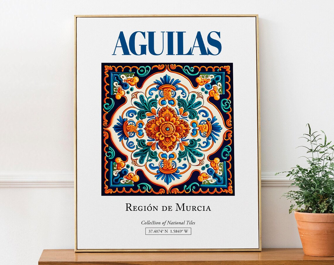 Aguilas, Region De Murcia Spain Folk Tile Poster