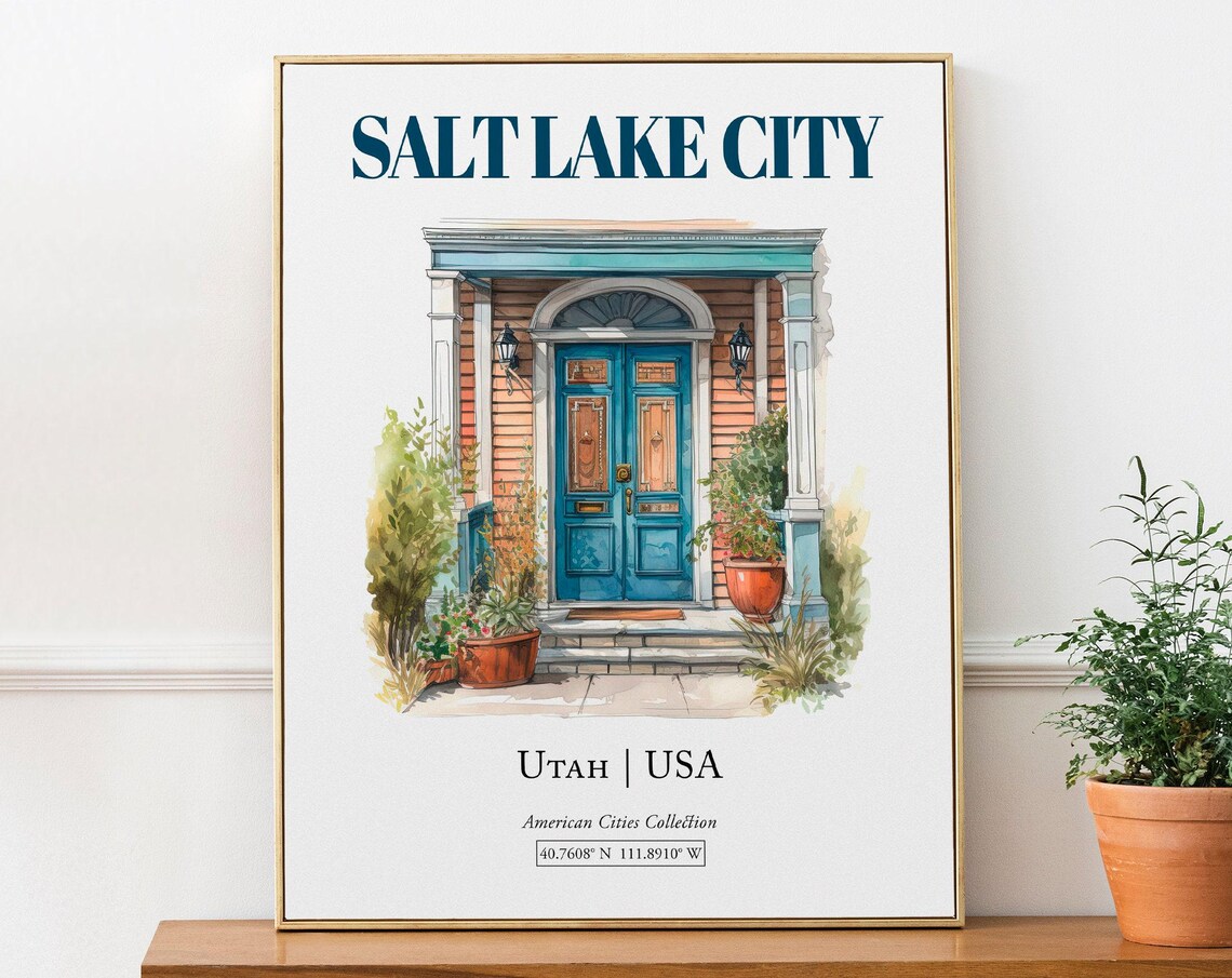 Salt Lake City Utah USA Minimalist Watercolor Poster