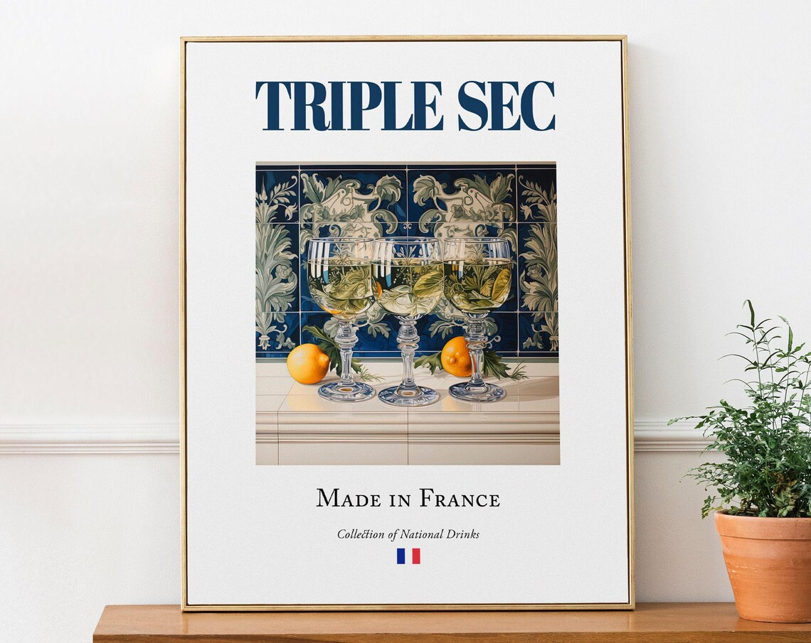 Triple Sec On Maiolica Tile, French Beverage Poster